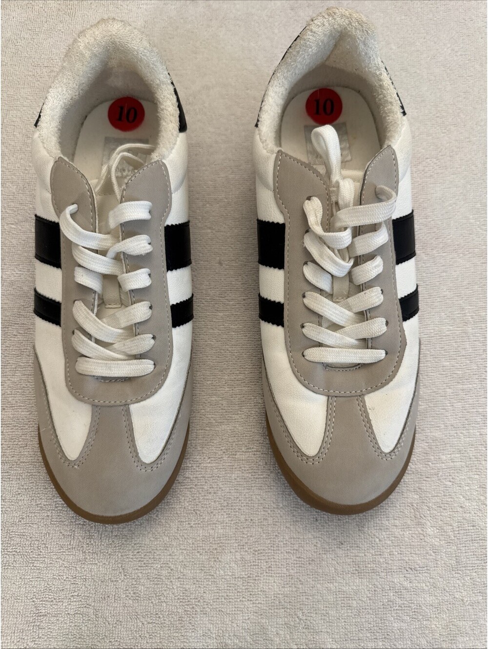 DOLCE VITA Rascal Retro Sneaker Casual Shoe Women Sz  10 White Black Tan Leather